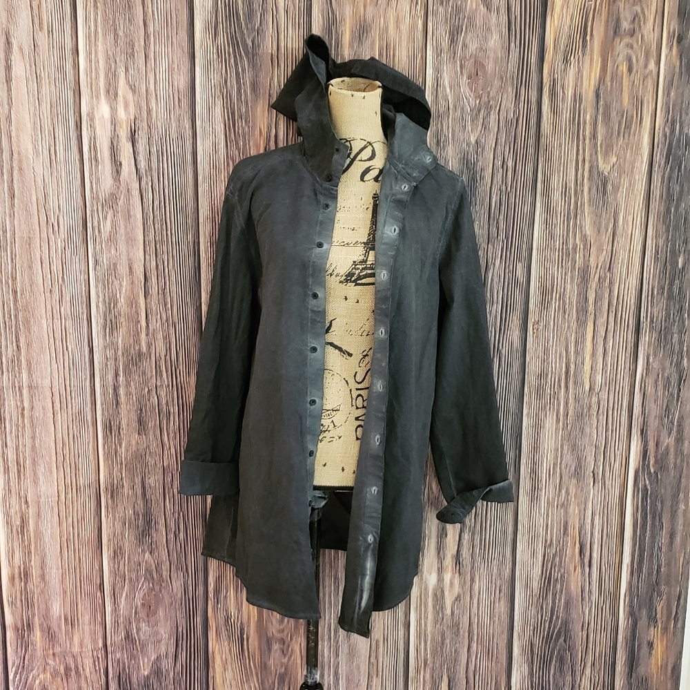 ASOS Black Button-Down Long Sleeve Shirt Jacket